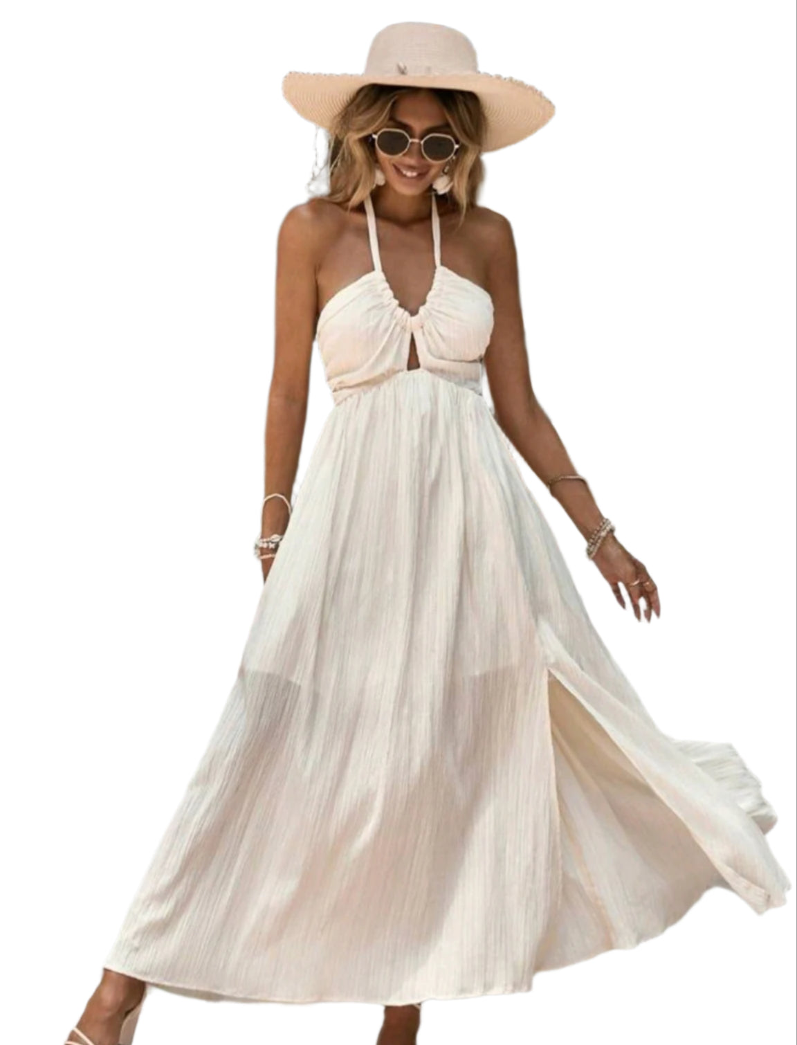 SHE törtfehér nyári maxi ruha