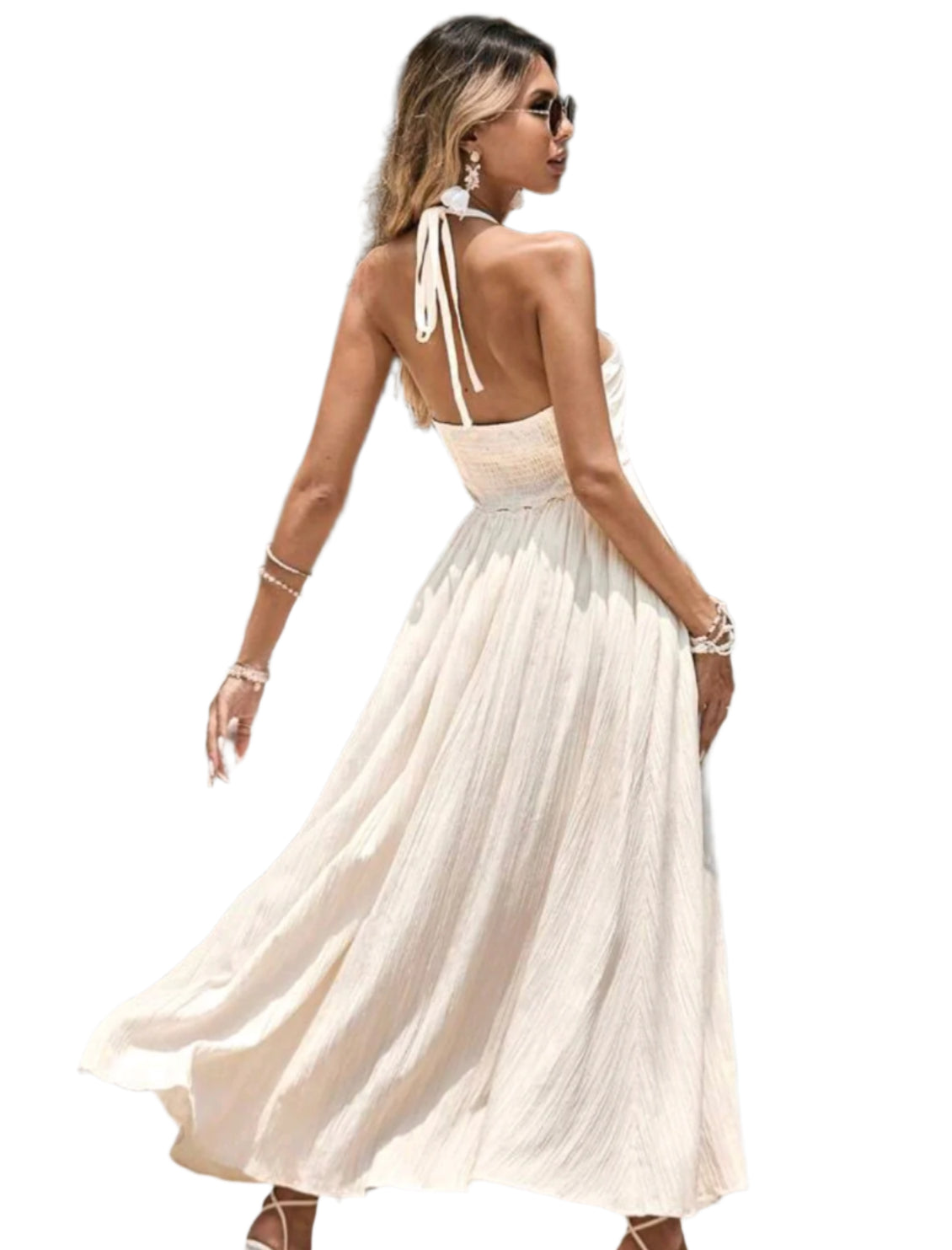 SHE törtfehér nyári maxi ruha