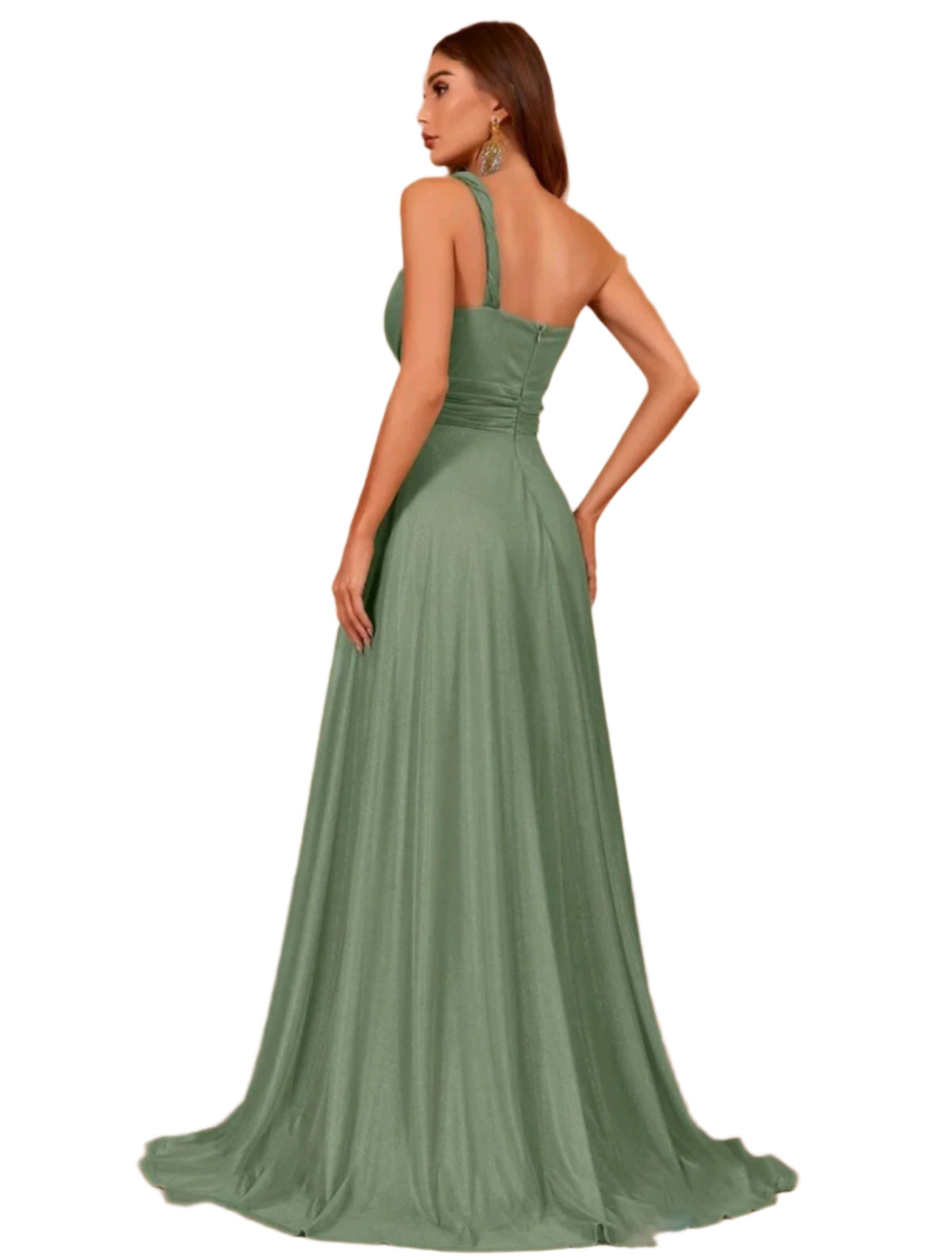 SHE olívazöld aszimmetrikus alkalmi ruha