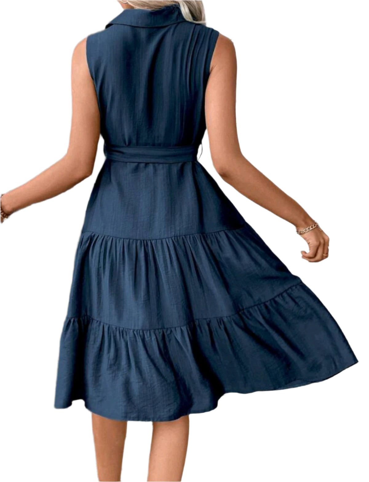 SHE sötétkék fodros galléros ruha