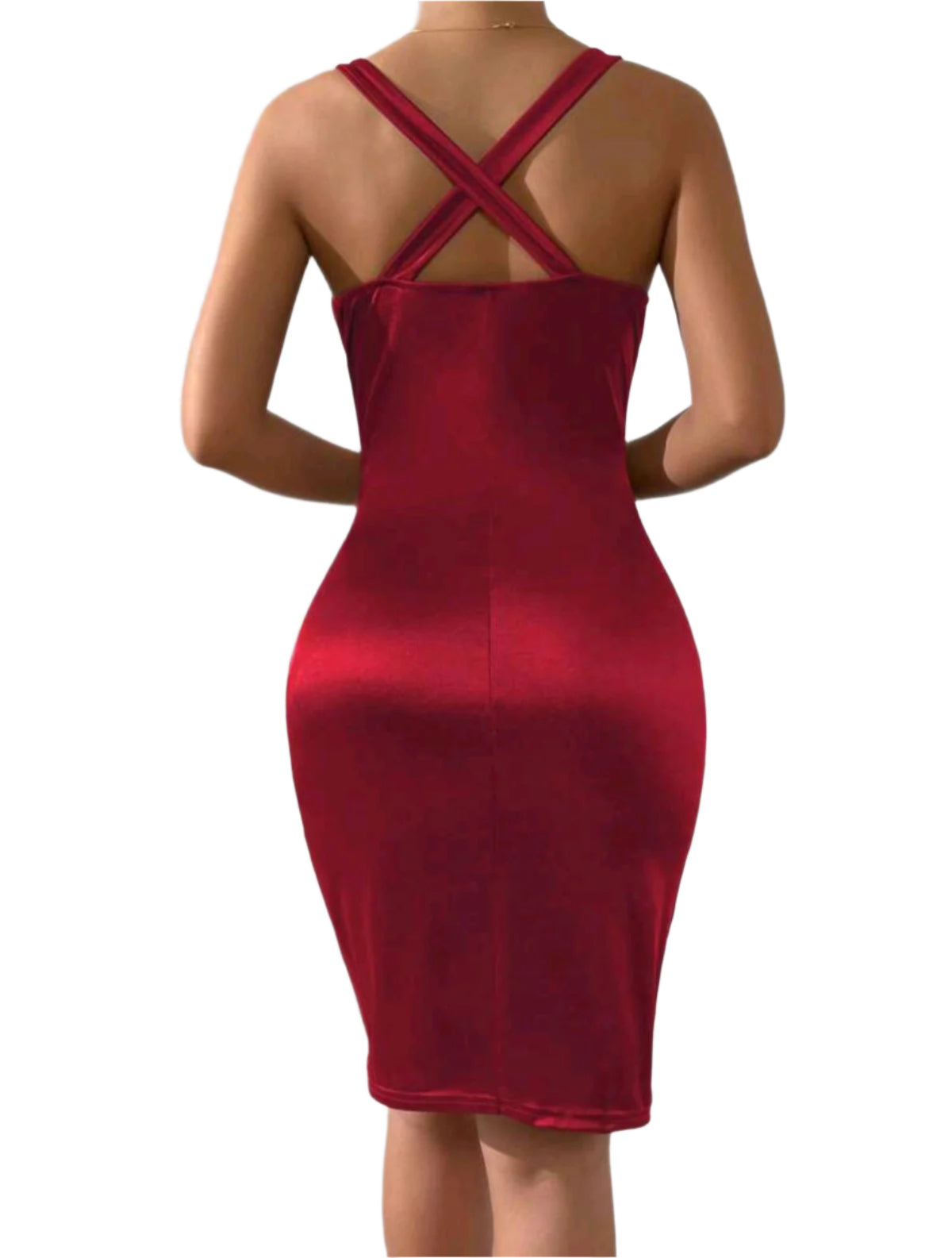 SHE bordó fűzős hatású szatén ruha