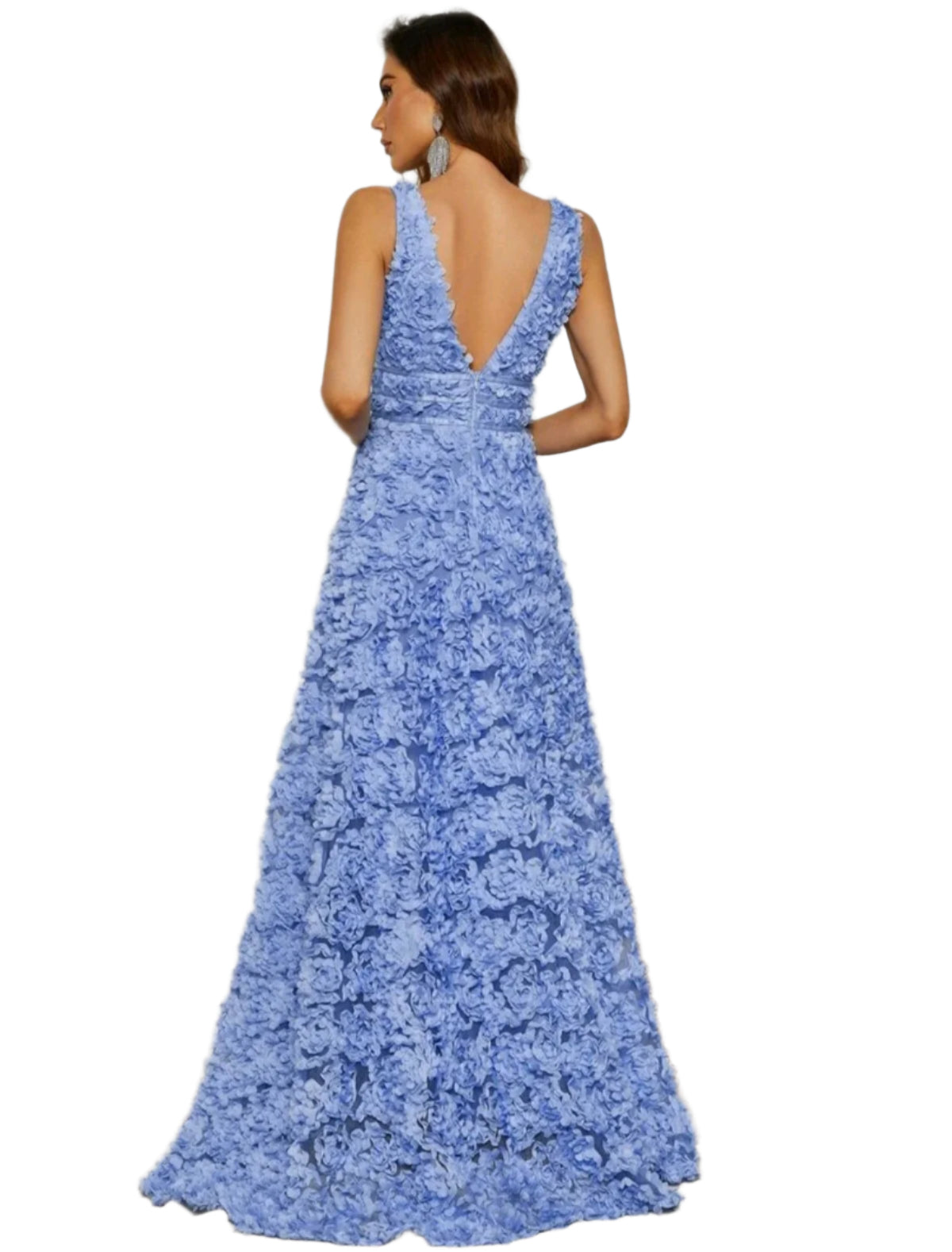 SHE világoskék 3D virágos alkalmi maxiruha