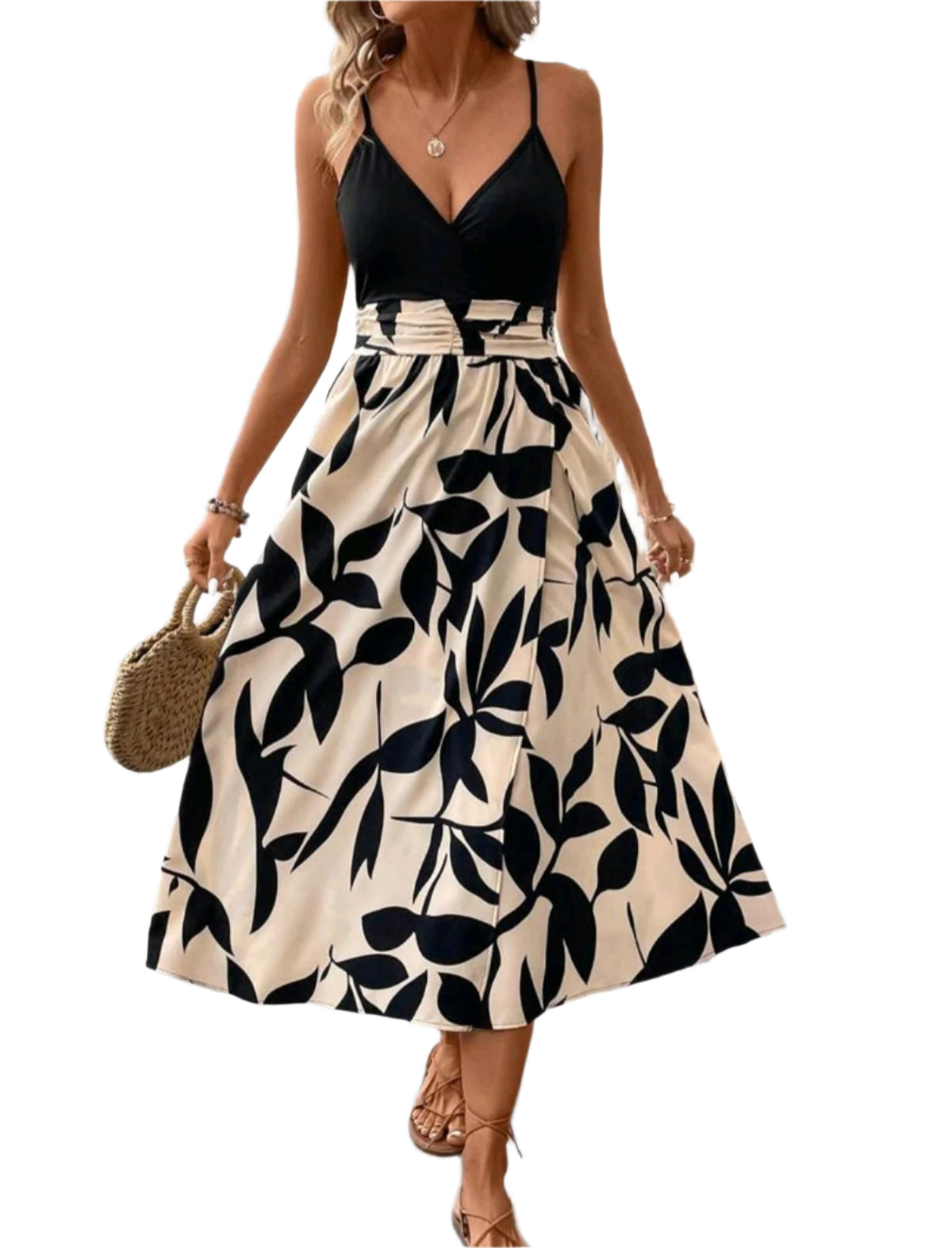 SHE fekete-fehér mintás midiruha