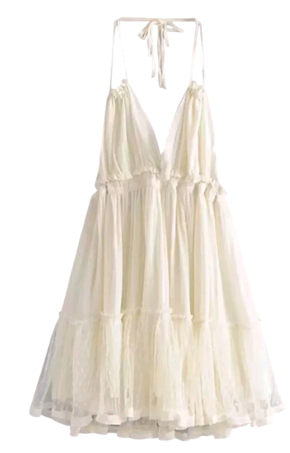 SHE krém réteges tüll miniruha