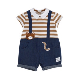 SHE barna csíkos kantáros újszülött ruha