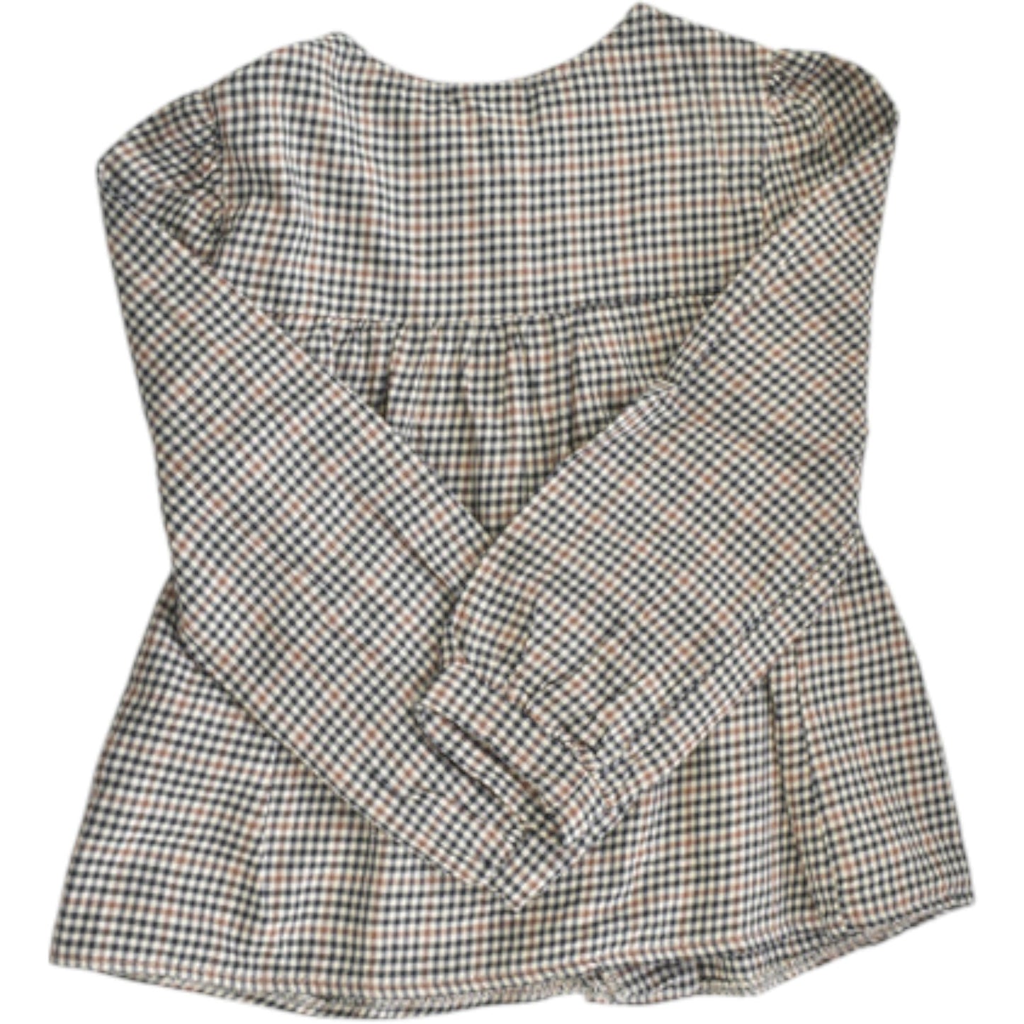 ZARA barna kockás peplum blúz