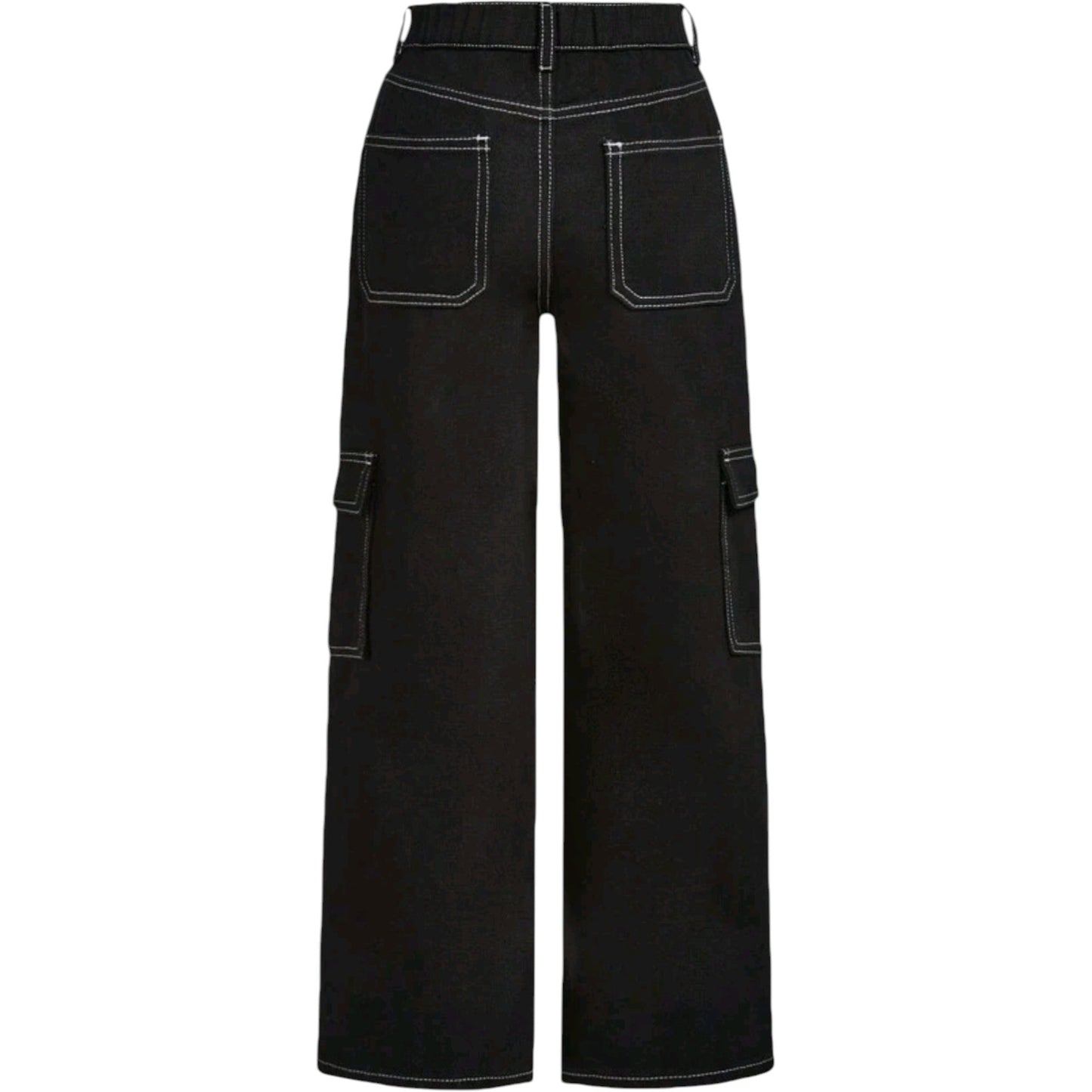 SHE fekete bő szárú cargo farmer nadrág