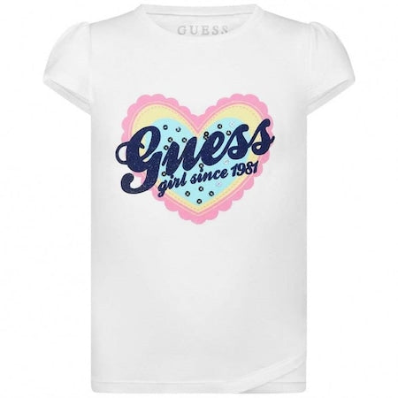 GUESS fehér szíves feliratos kislány póló