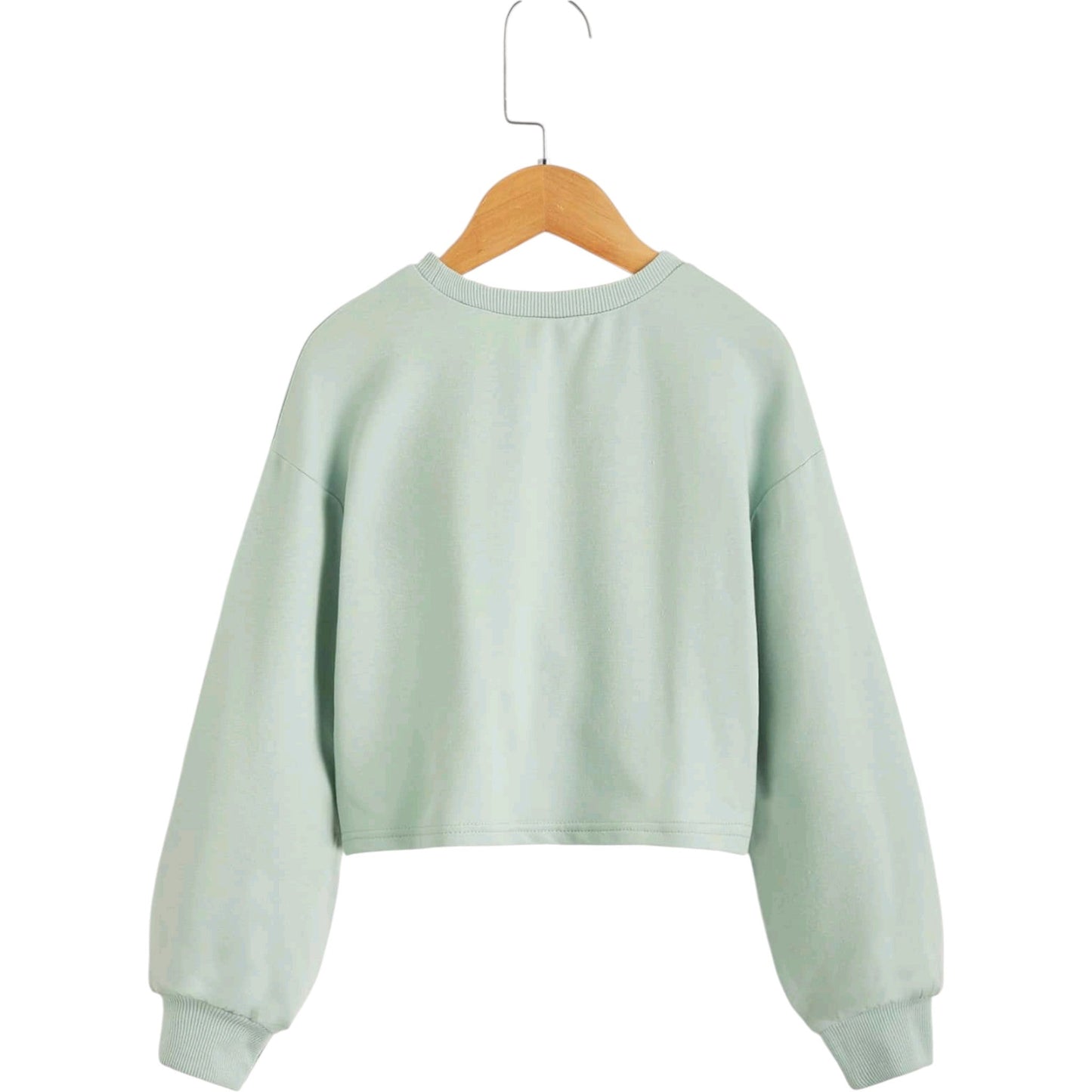 SHE mentazöld elöl csavart hosszú ujjú crop pulóver