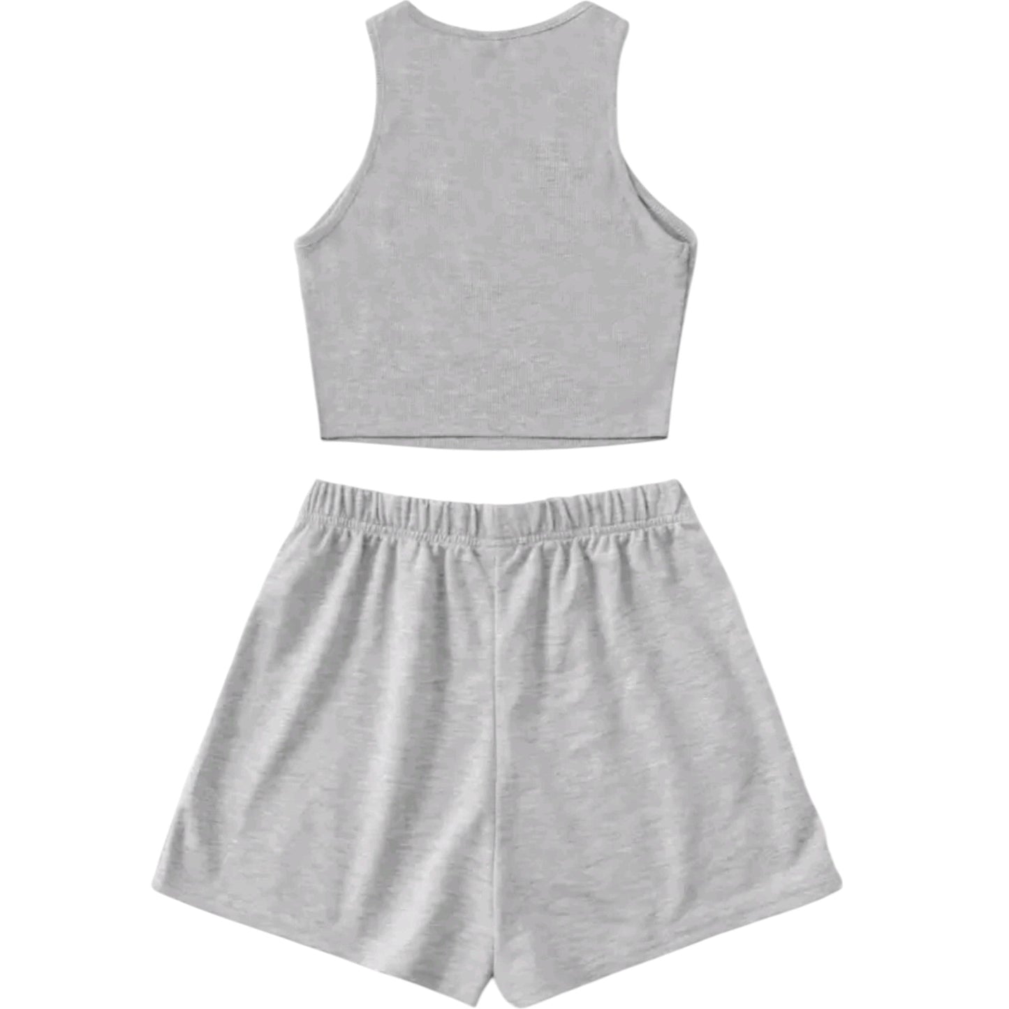 SHE szürke "Los Angeles" crop top és rövidnadrág szett