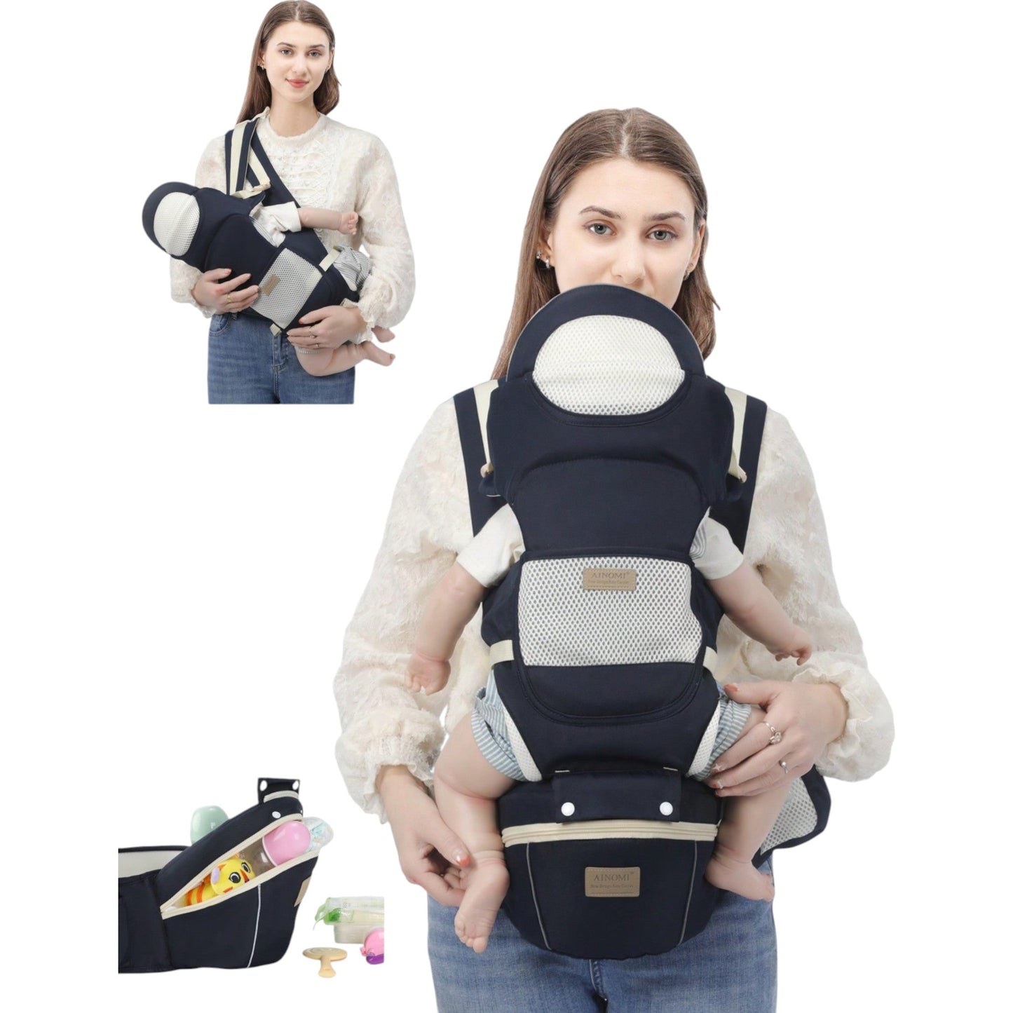 SHE sötétkék ergonomikus babahordozó