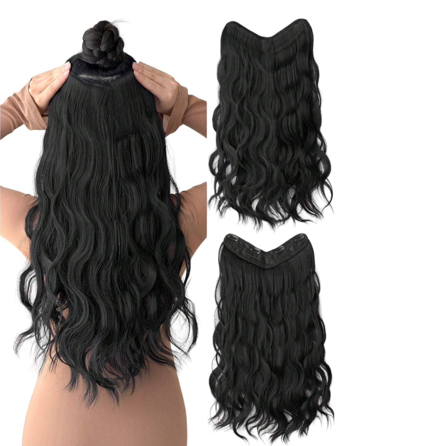 SHE fekete hosszú hullámos paróka