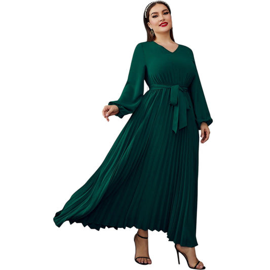 SHE smaragdzöld hosszú ujjú maxi ruha