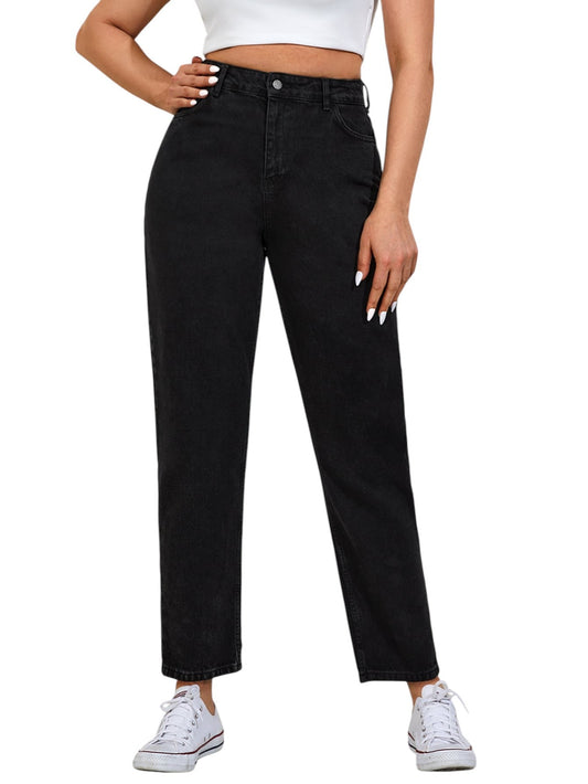 SHE fekete egyenes farmer nadrág