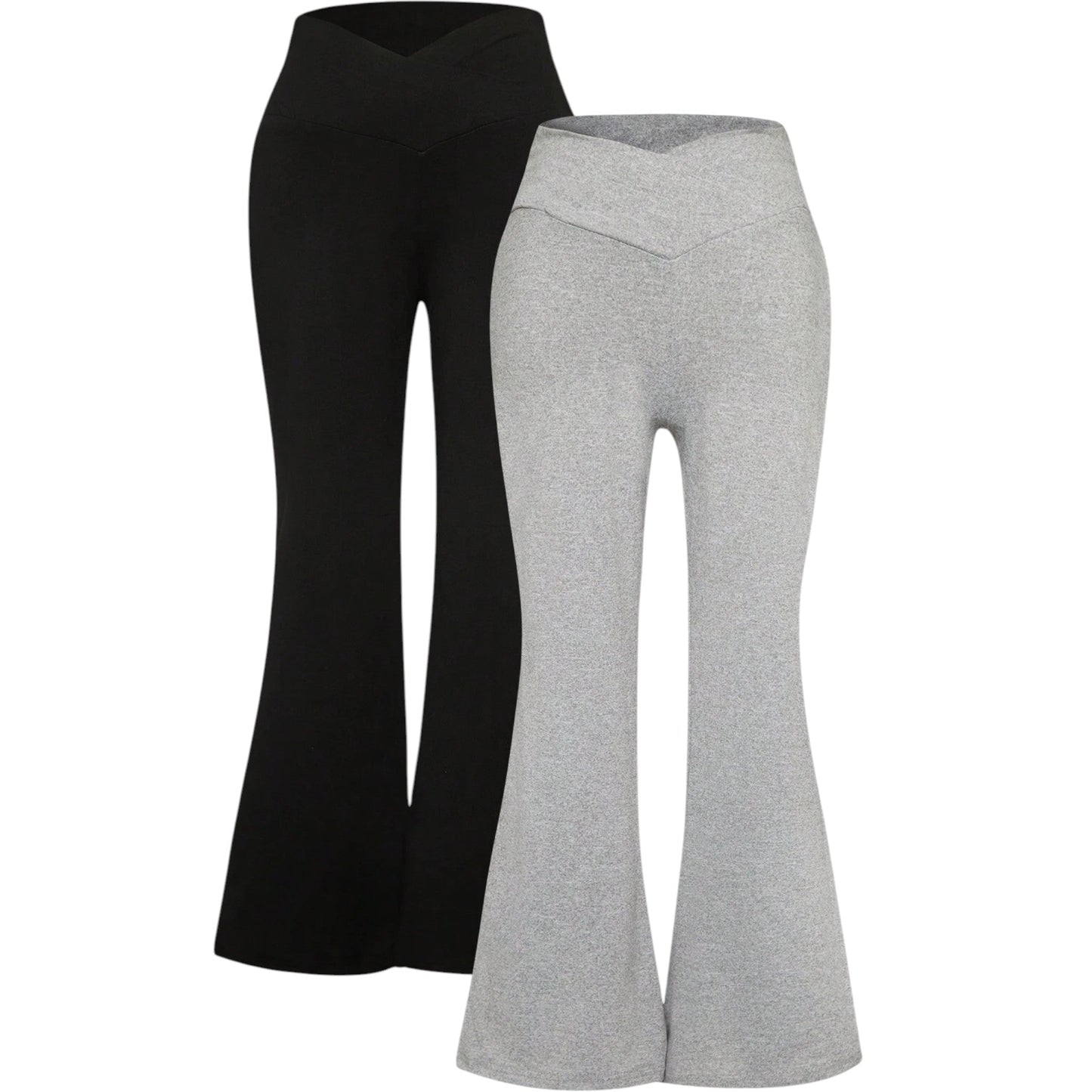SHE fekete v-derékú bővülő leggings szett