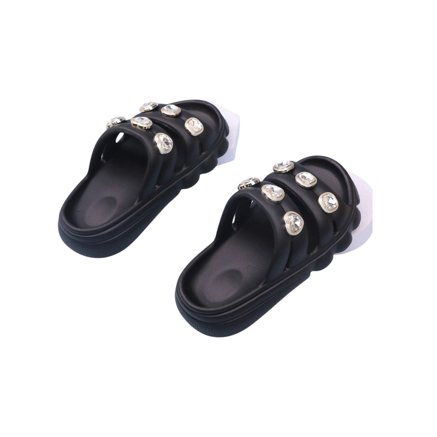 SHE fekete platform papucs