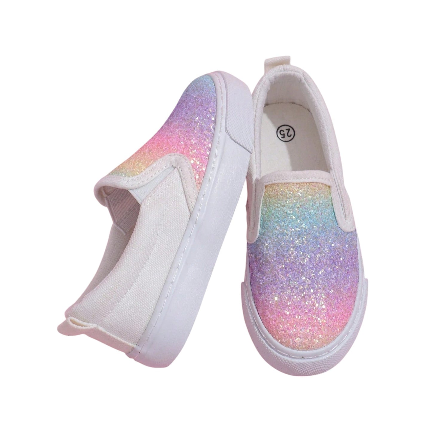 SHE szivárvány glitteres slip-on cipő