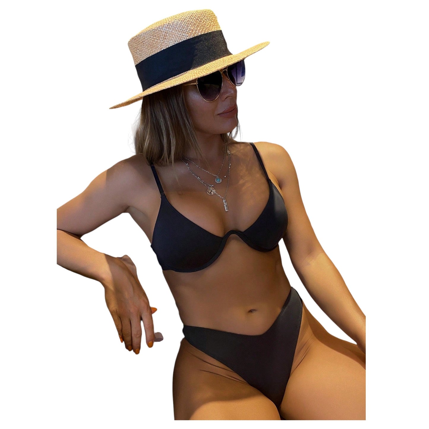 SHE fekete kétrészes fürdőruha