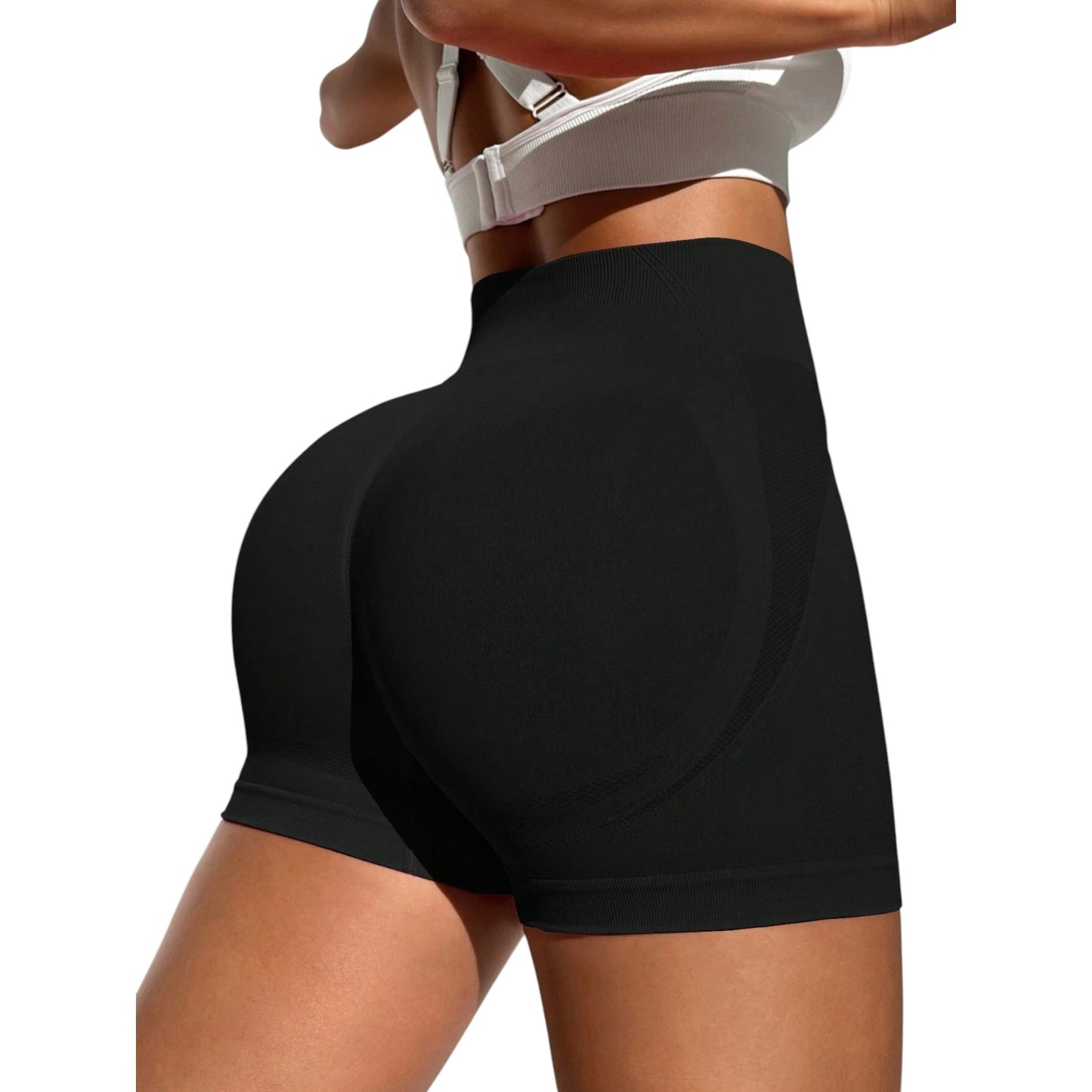 SHE fekete magas derekú spandex rövidnadrág