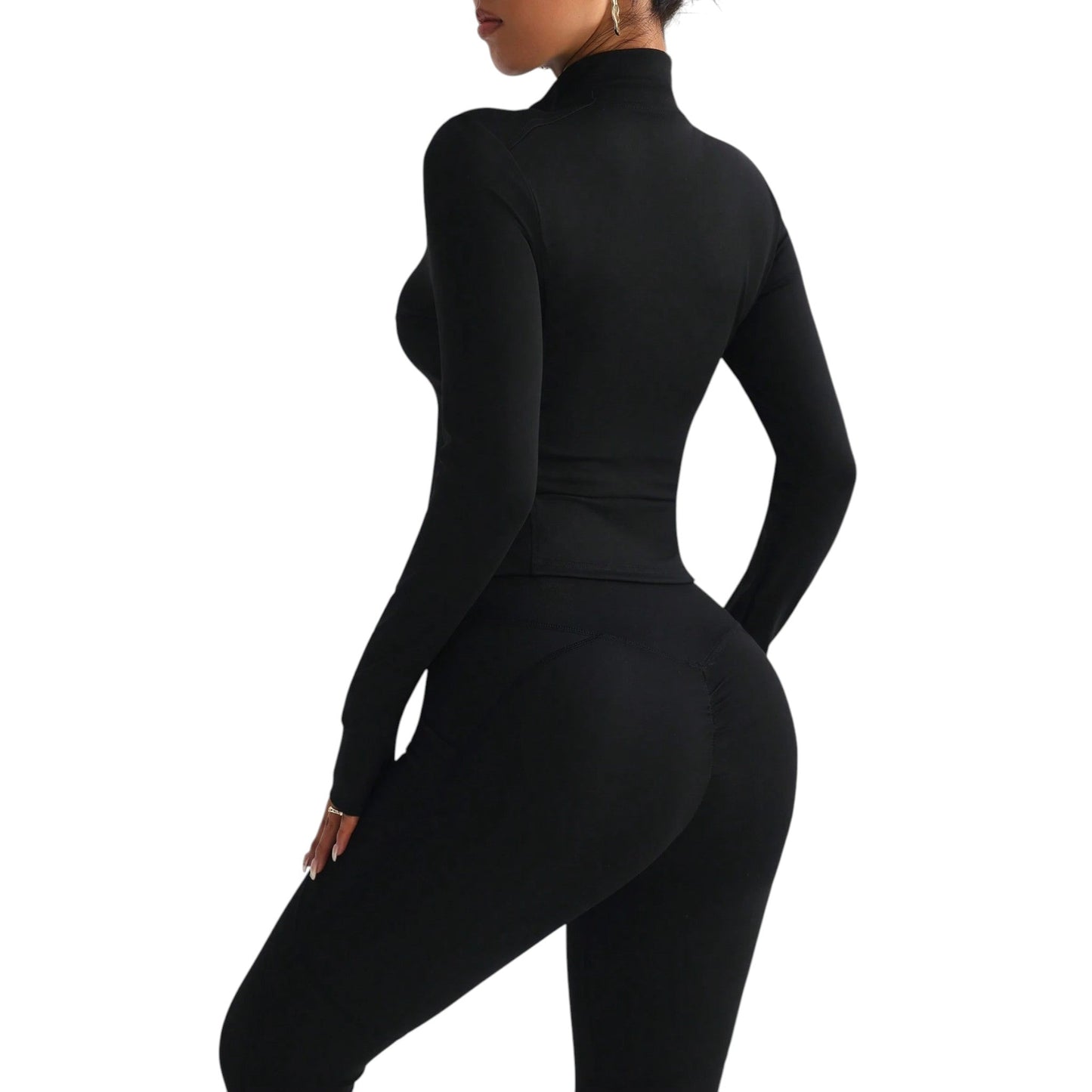 SHE fekete cipzáros slim fit kezeslábas