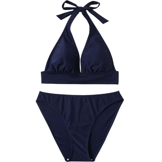 SHE sötétkék nyakba akasztós bikini szett