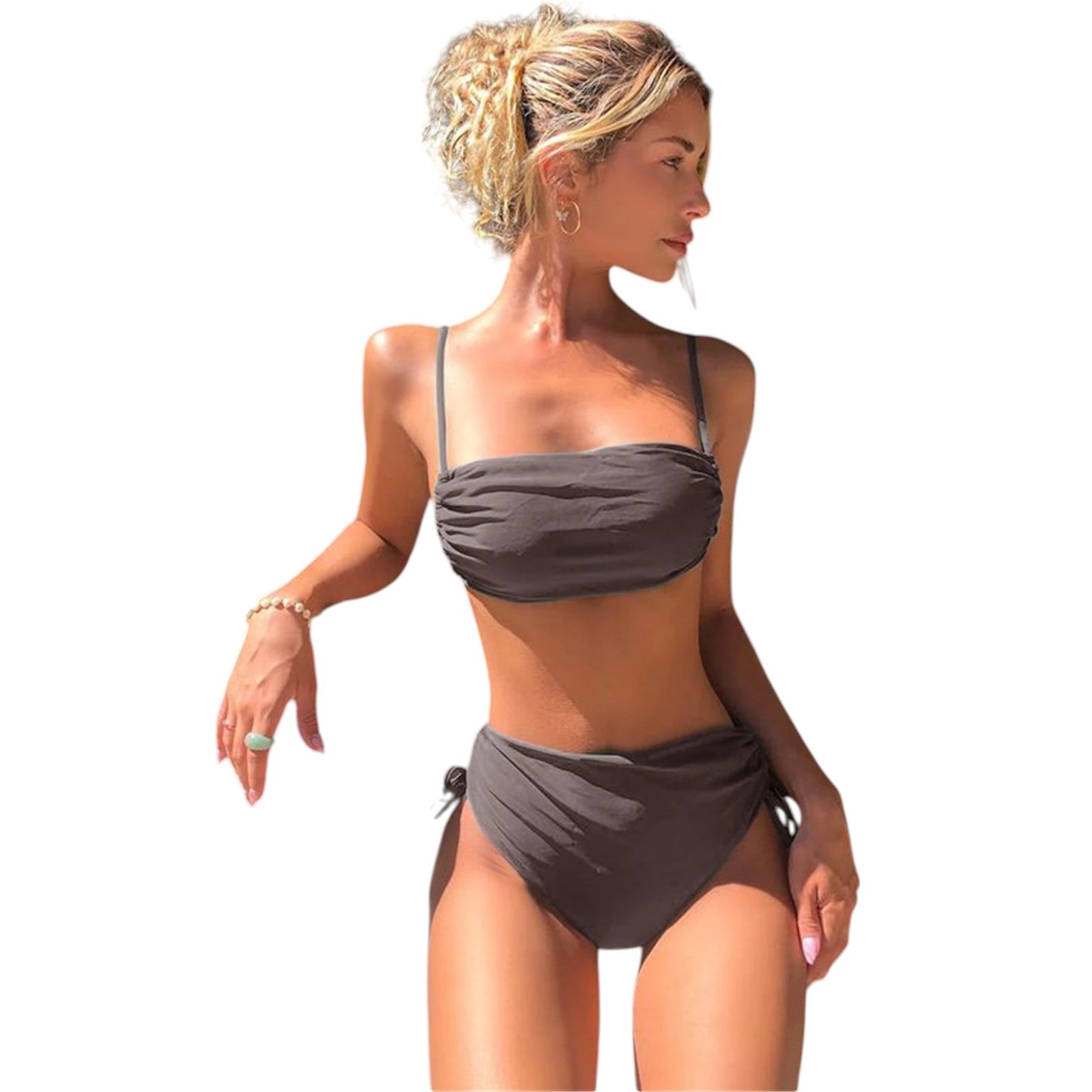 SHE barna pántos bikini szett