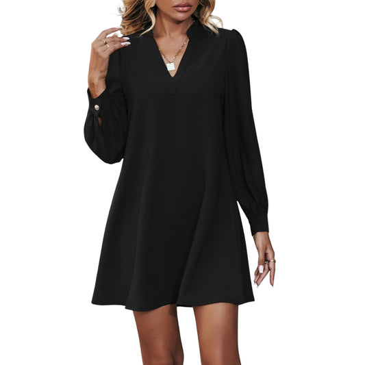 SHE fekete V-nyakú mini ruha