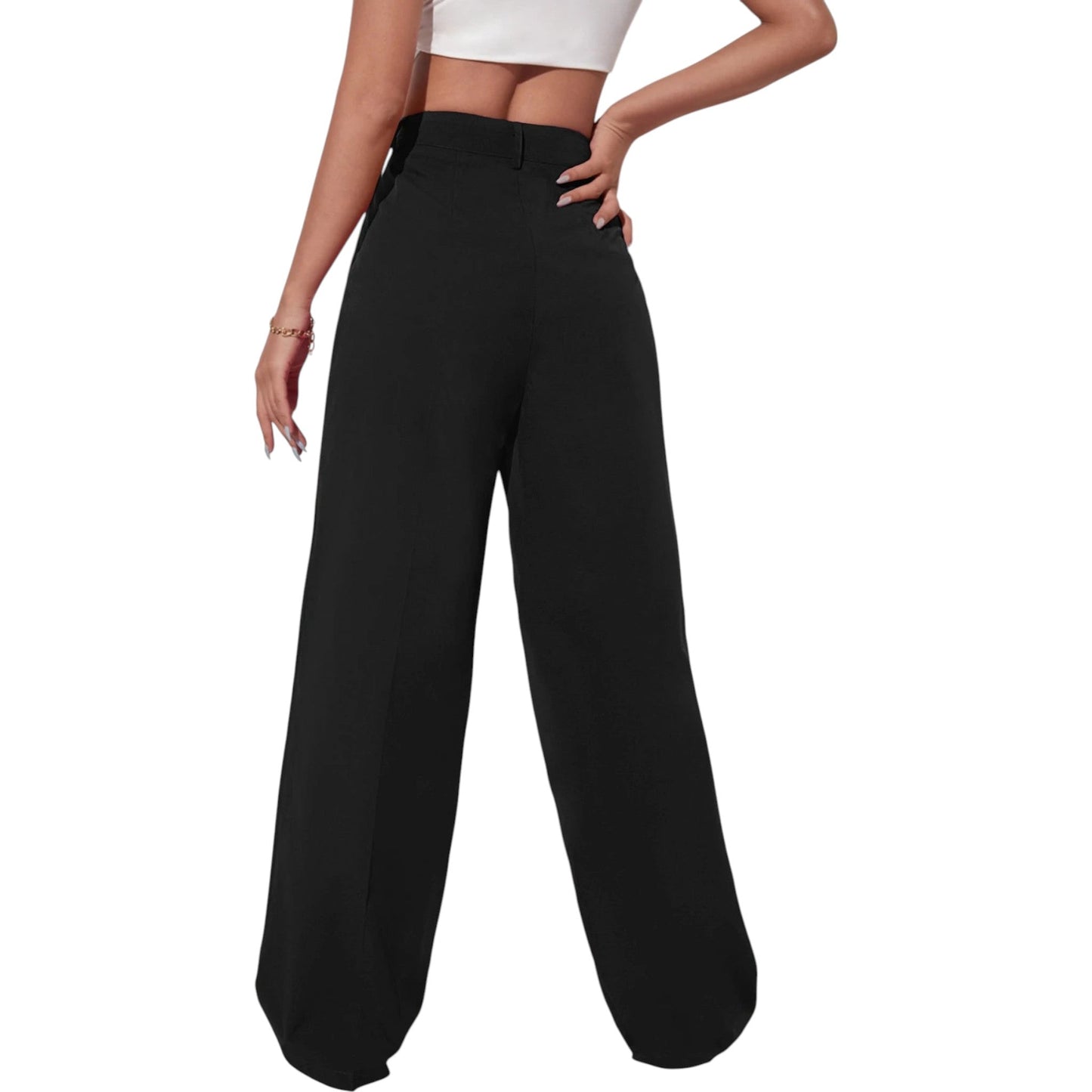 SHE fekete magas derekú bő szárú nadrág