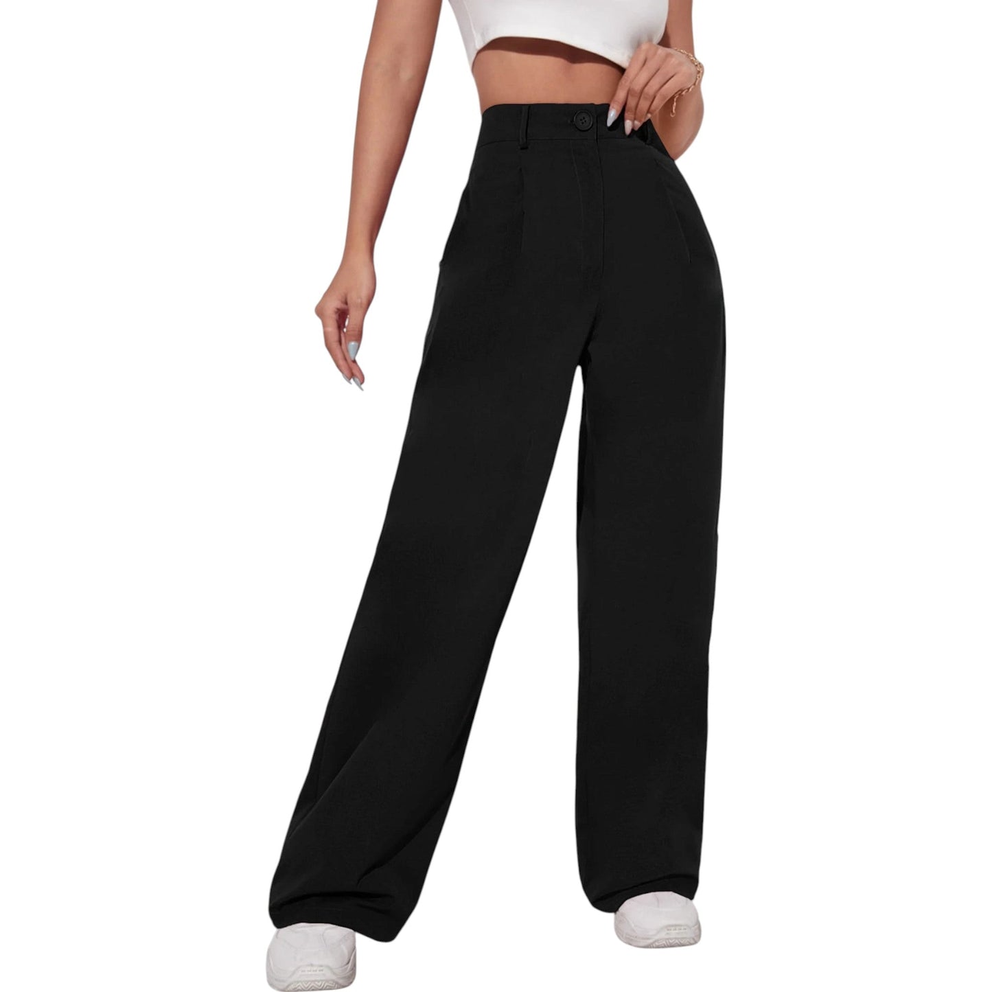 SHE fekete magas derekú bő szárú nadrág