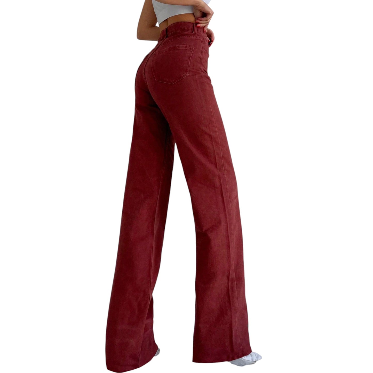 SHE bordó magas derekú farmer nadrág