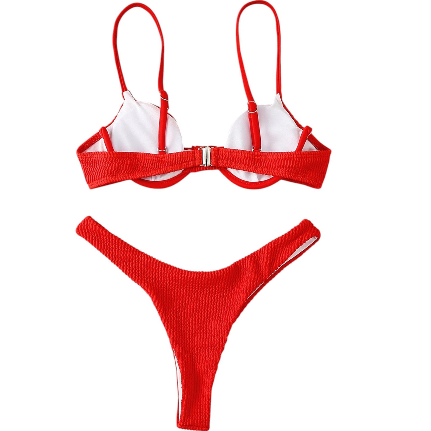 SHE piros bordázott bikini szett