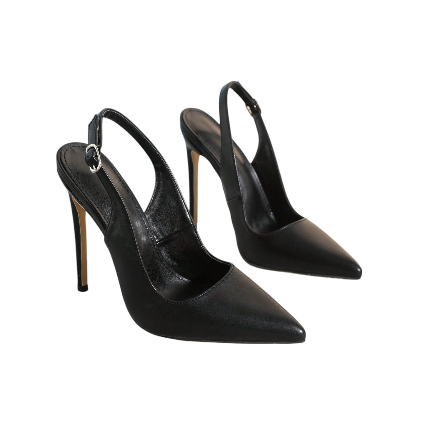 SHE fekete magas sarkú slingback cipő