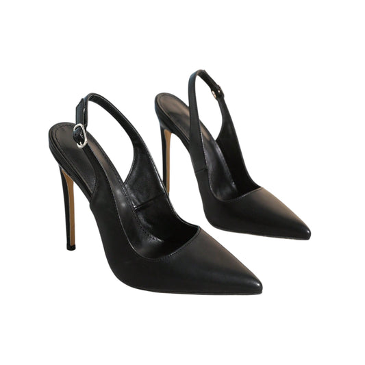 SHE fekete magas sarkú slingback cipő