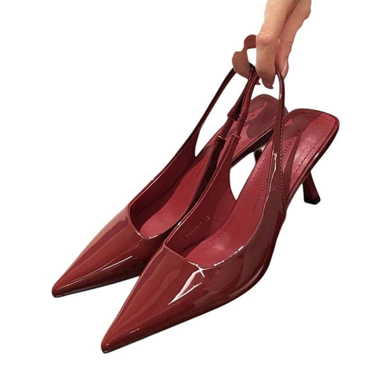 SHE bordó slingback magassarkú cipő