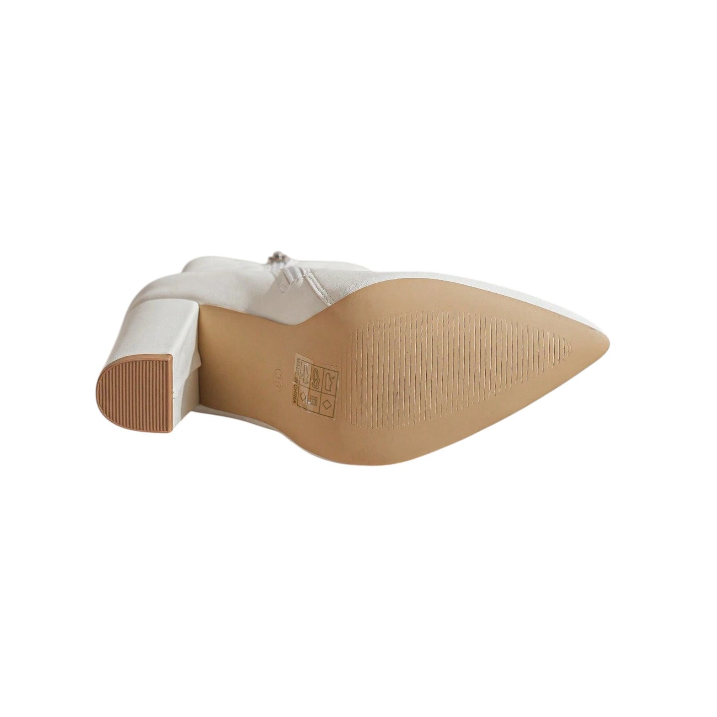 SHE fehér tömbsarkú bokacsizma