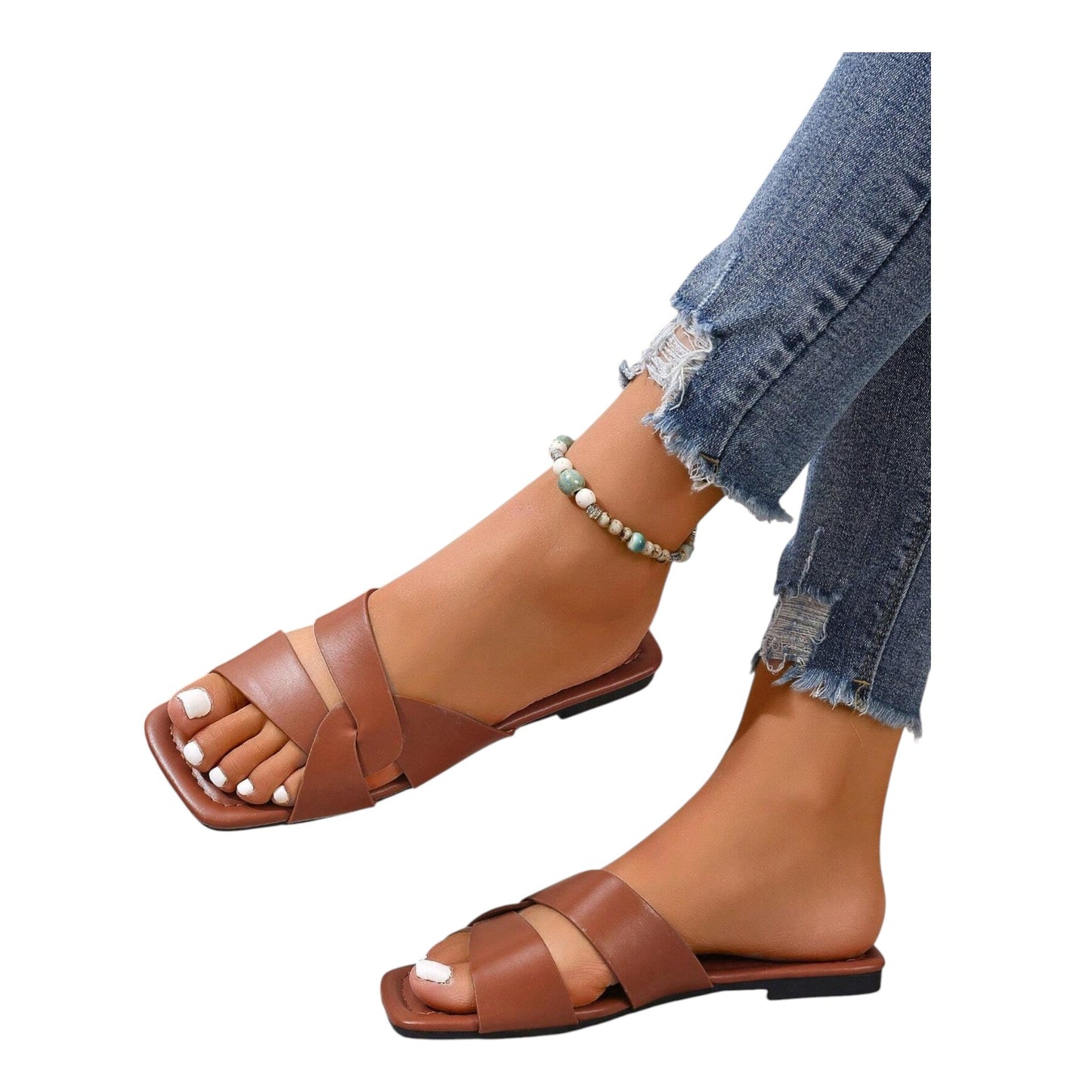 SHE barna criss cross papucs
