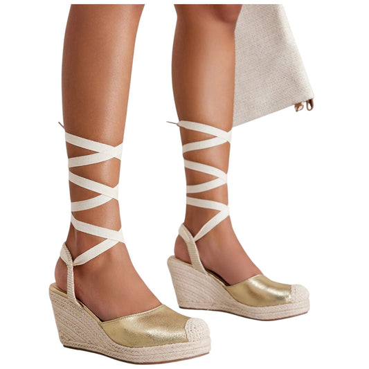 SHE arany fonott espadrille cipő