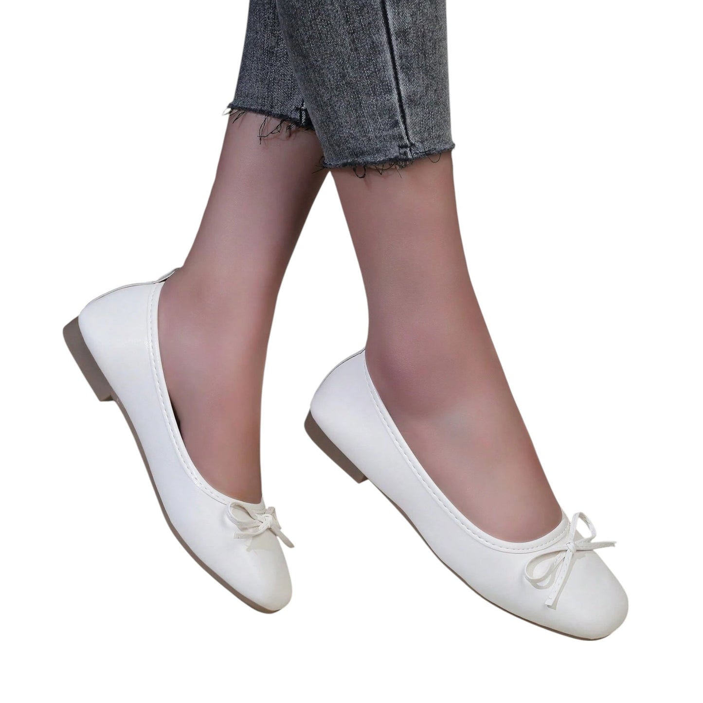 SHE fehér masnis balerina cipő