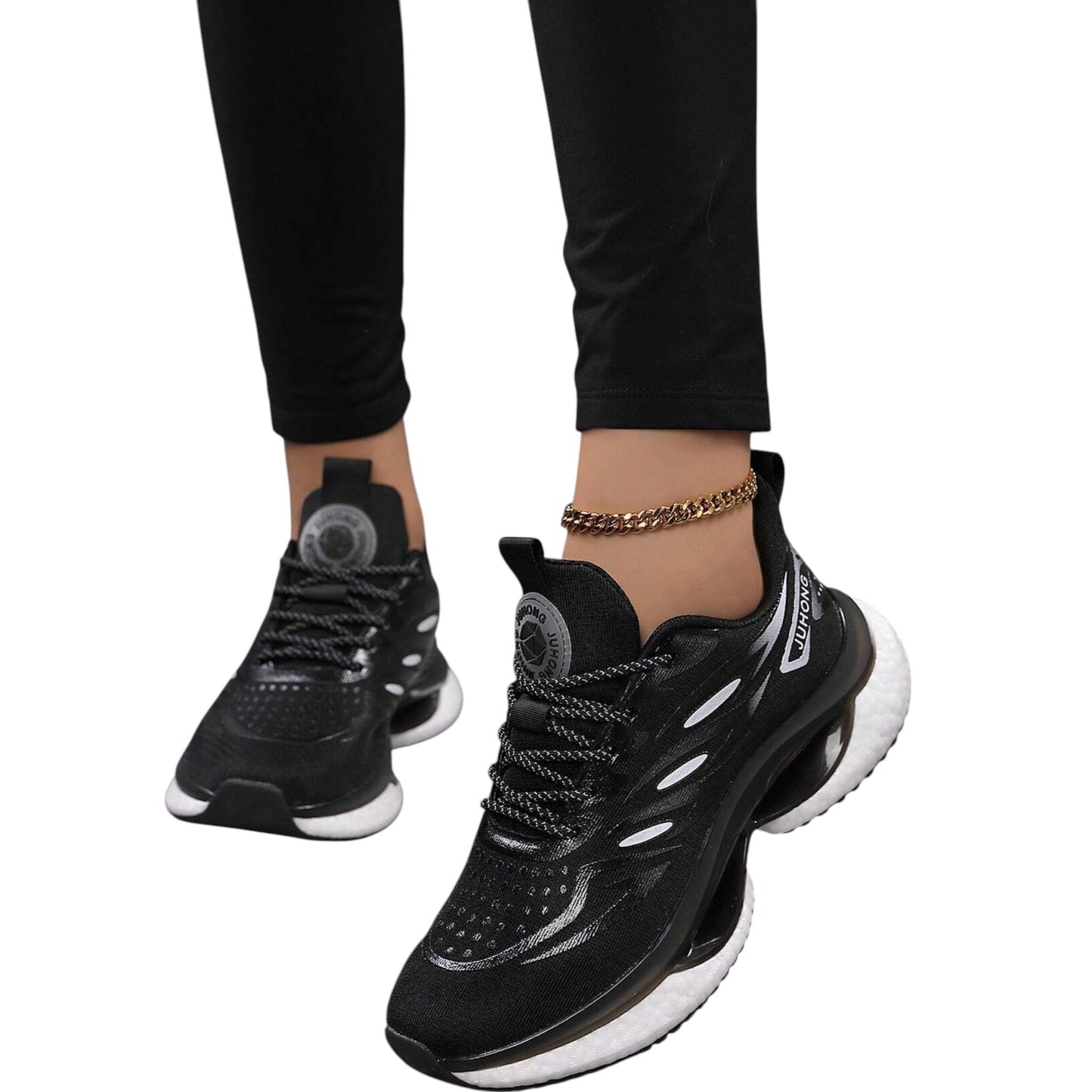 SHE fekete vastag talpú sportcipő