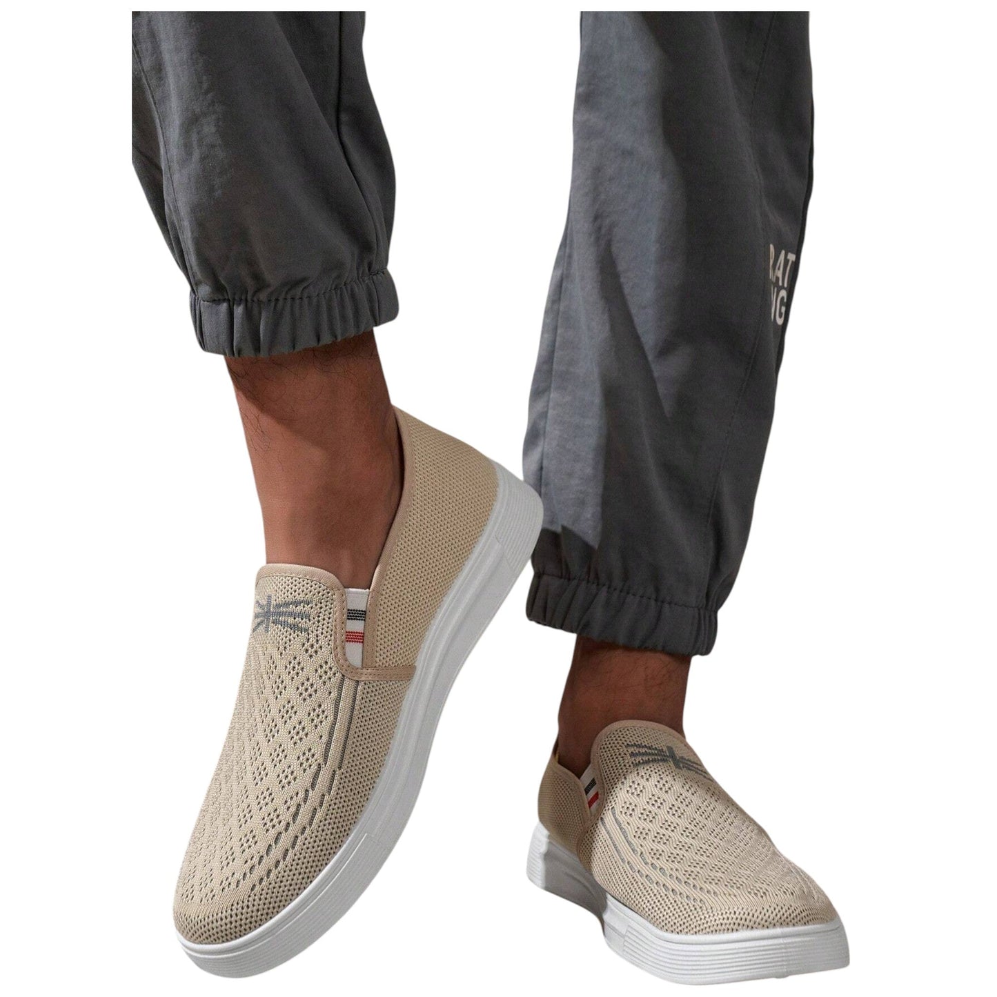 SHE bézs kötött slip-on cipő