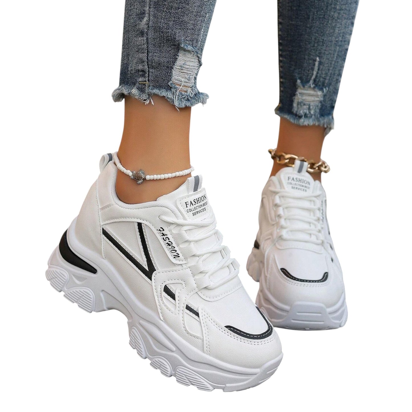 SHE fehér platform sportcipő