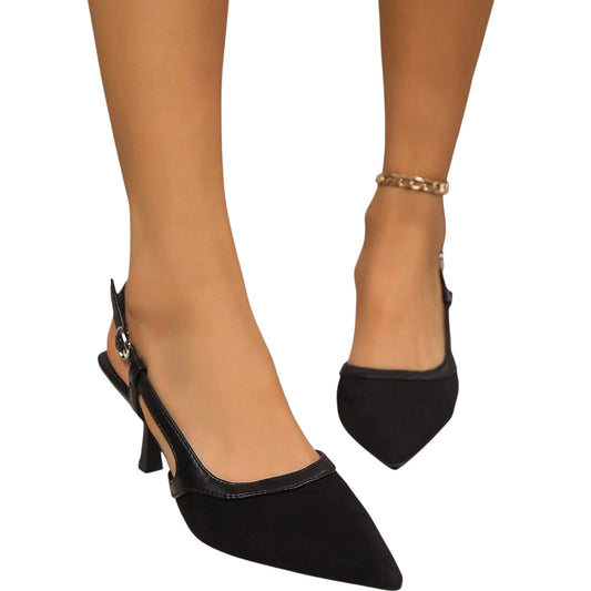 SHE fekete slingback cipő