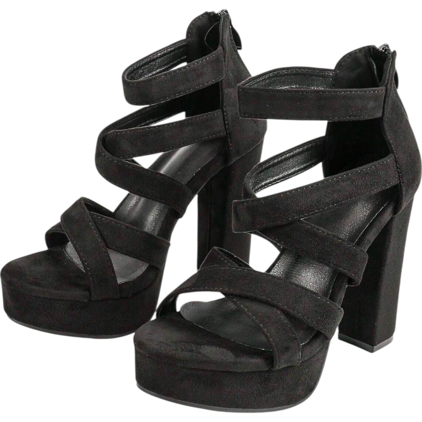 SHE fekete magassarkú platform szandál