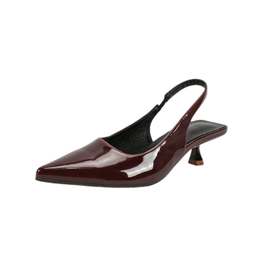 SHE bordó lakk slingback magas sarkú cipő