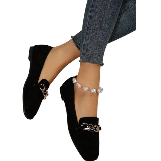 SHE fekete láncdíszes loafer