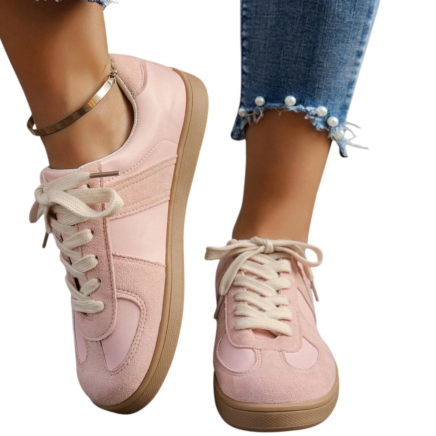 SHE rózsaszín velúr sportcipő