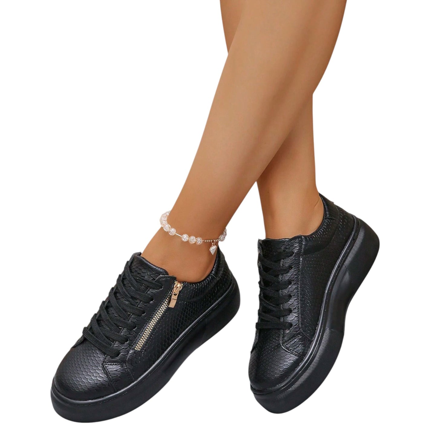 SHE fekete platform sportcipő