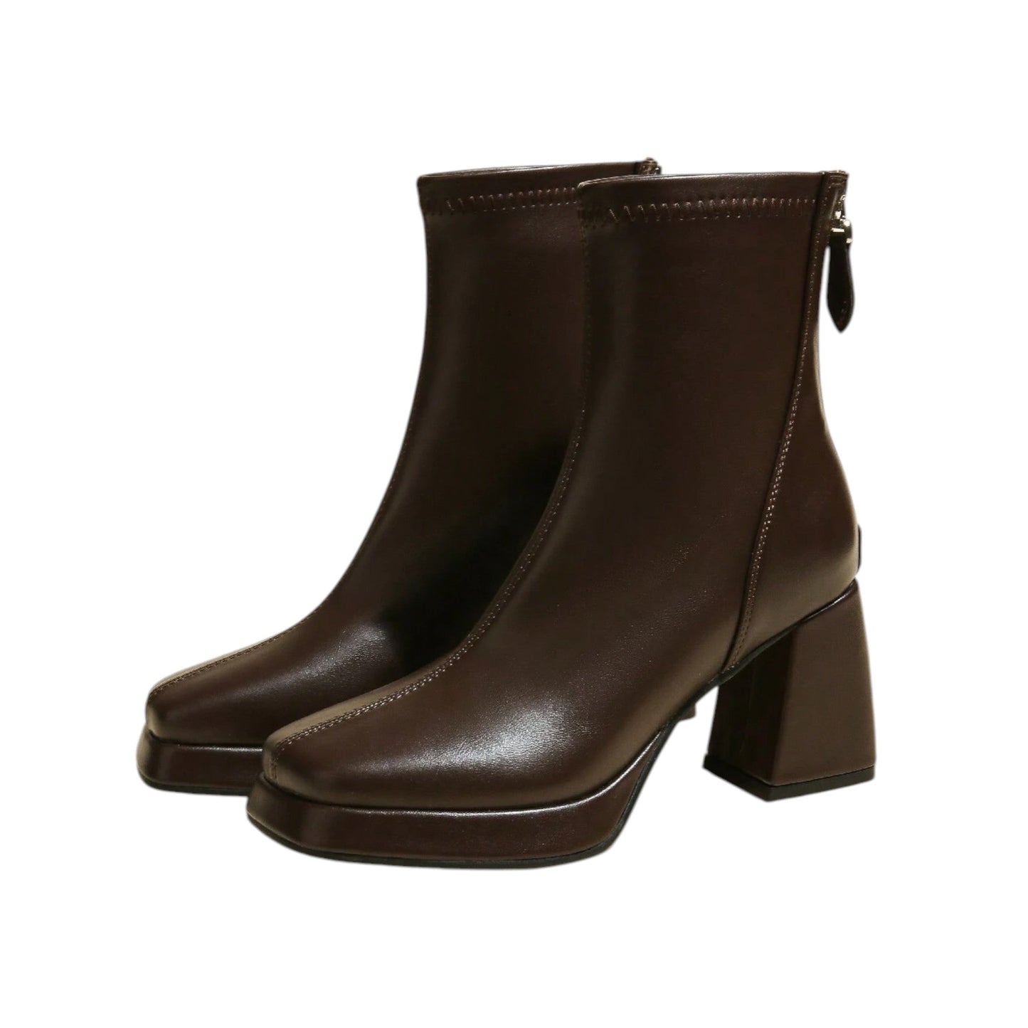 SHE barna négyzet orrú bokacsizma