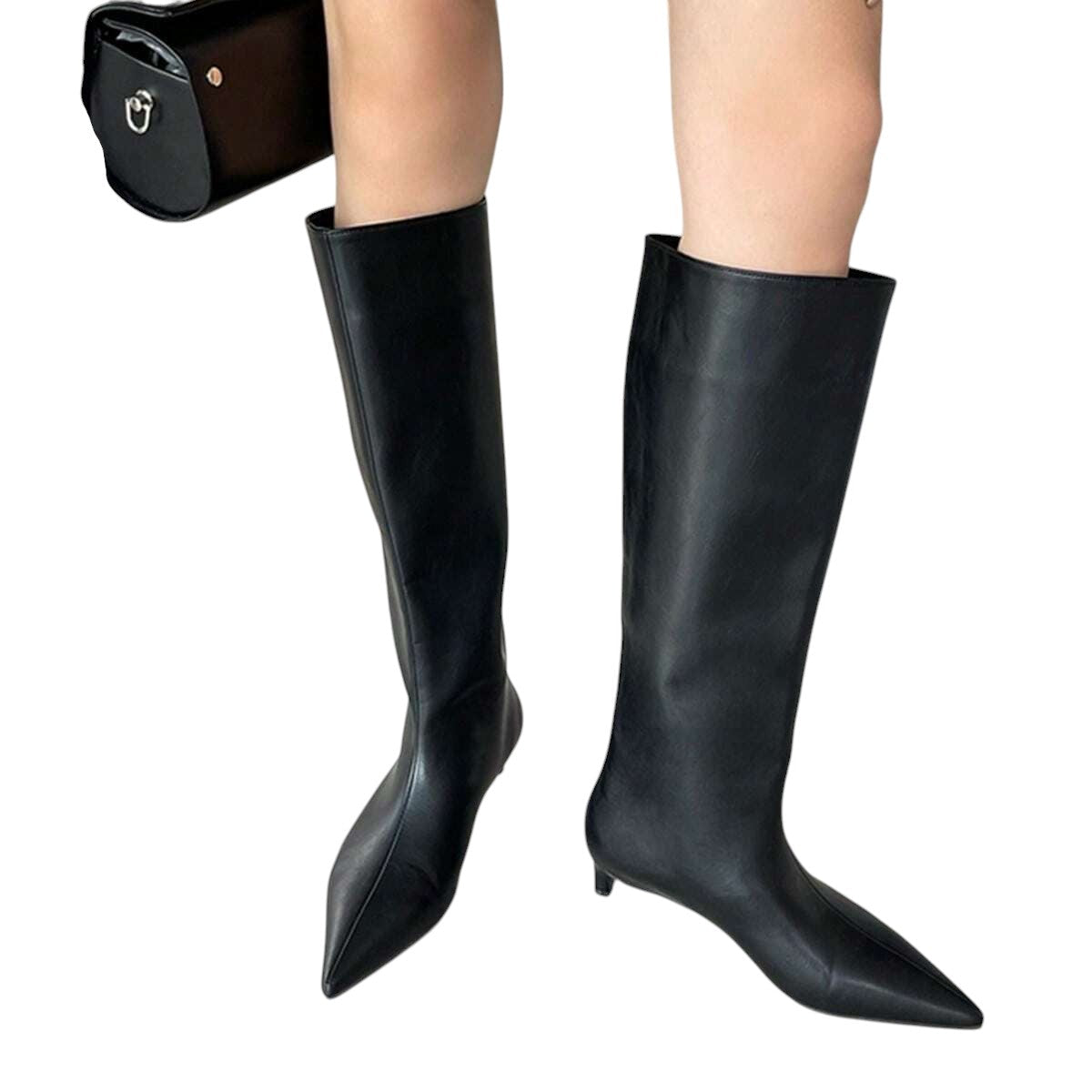 SHE fekete hegyes orrú térdcsizma