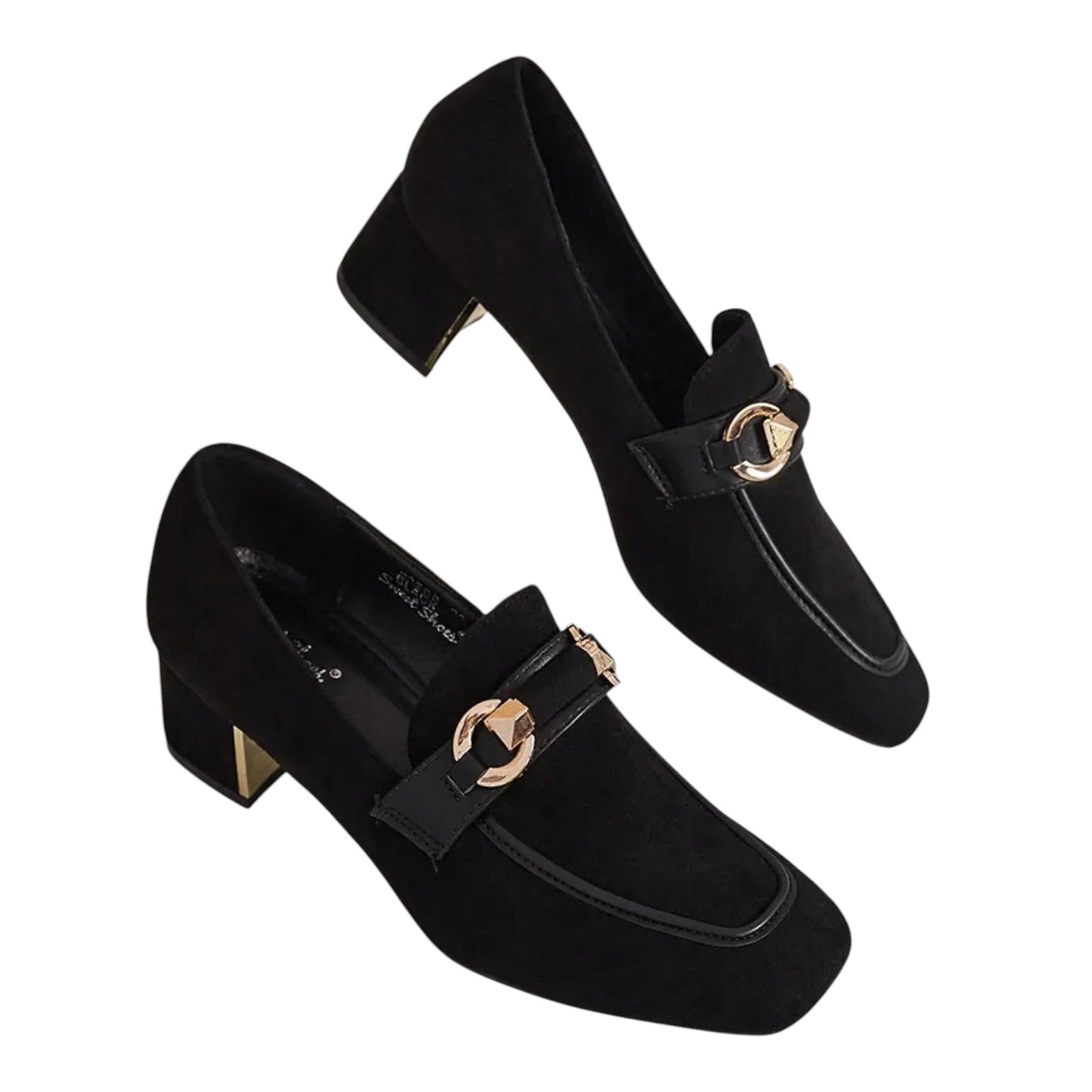 SHE fekete tömbsarkú loafer cipő